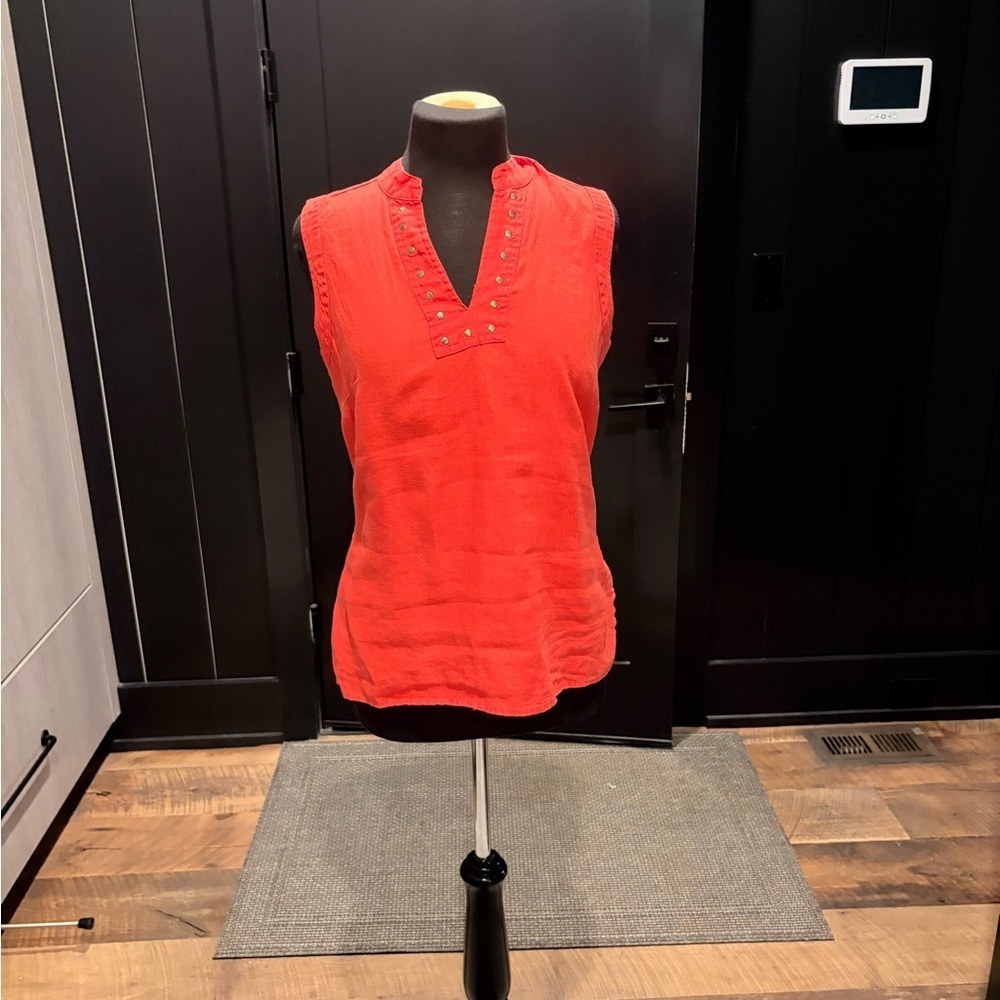 Saint Tropez West 100% Linen Studded Tank Top Size M